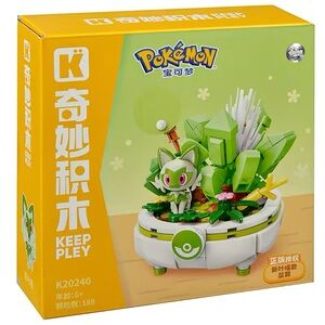 Keeppley K20240 Pokemon Sprigatito Potted Plant Building Blocks Toy Set